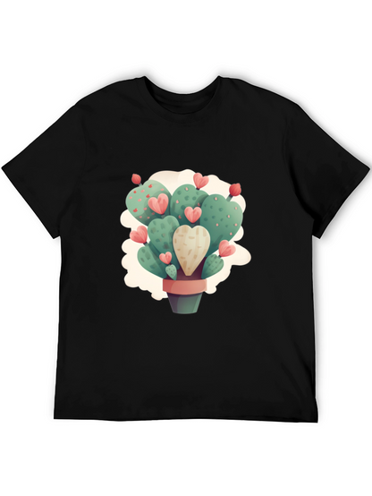 Heart Cactus Graphic Black T-Shirt