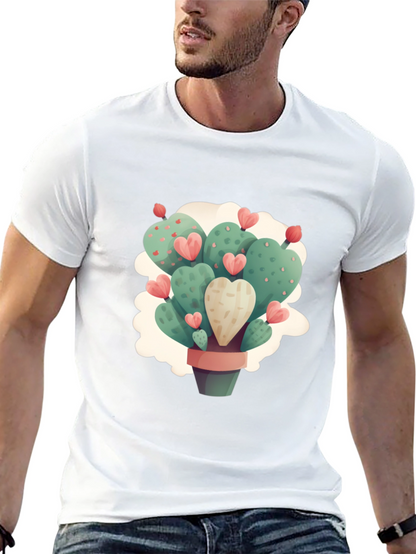 Heart Cactus Graphic Black T-Shirt