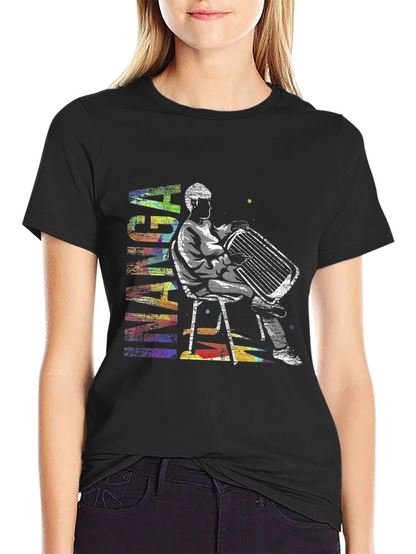 Abstract Accordion Player Graphic T-Shirt