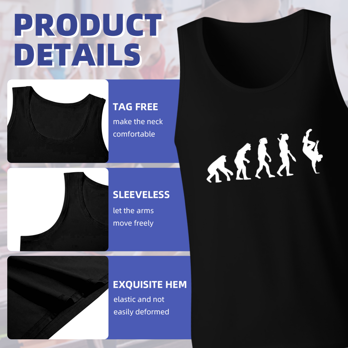 Human Evolution Breakdancer Street Dance Funny Graphic Tank Top