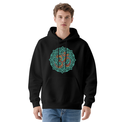 Boho Om Mandala Spiritual White Hoodie, Breathable Comfort