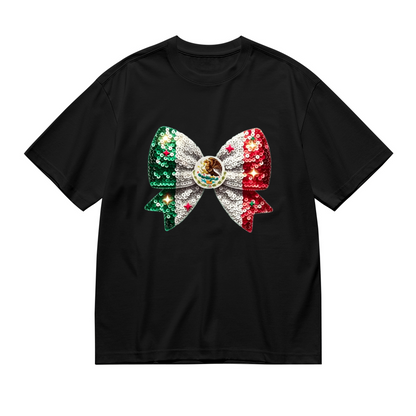 Mexico Flag Sequin Bow Coquette Plus Size Women¡¯s T-Shirt
