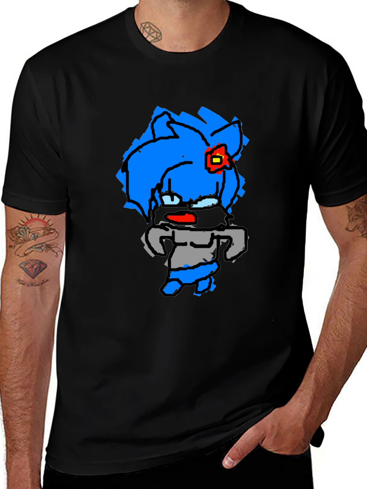 Cartoon Character Black T-Shirt