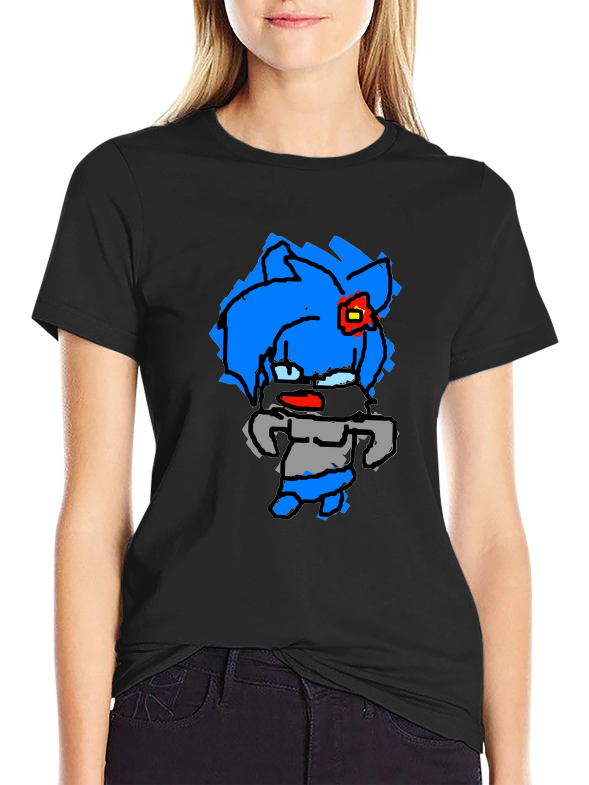Cartoon Character Black T-Shirt