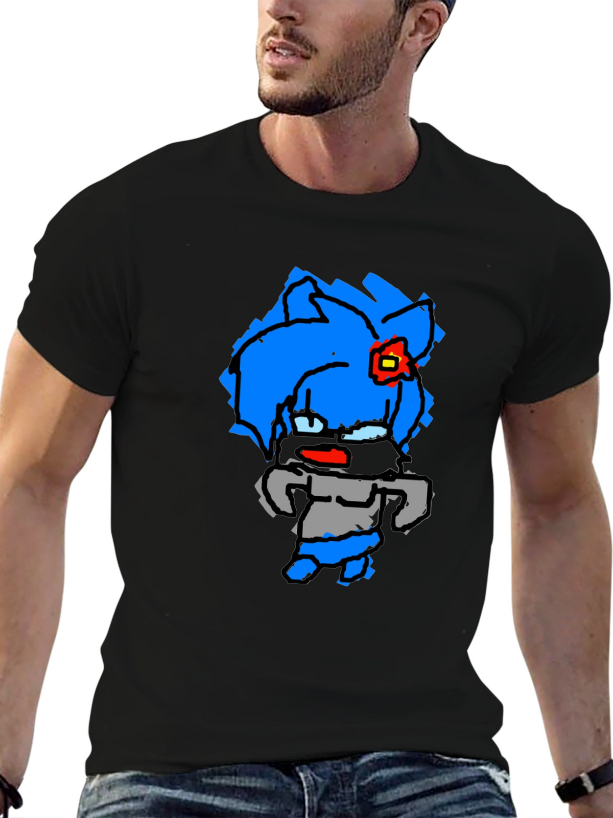 Cartoon Character Black T-Shirt