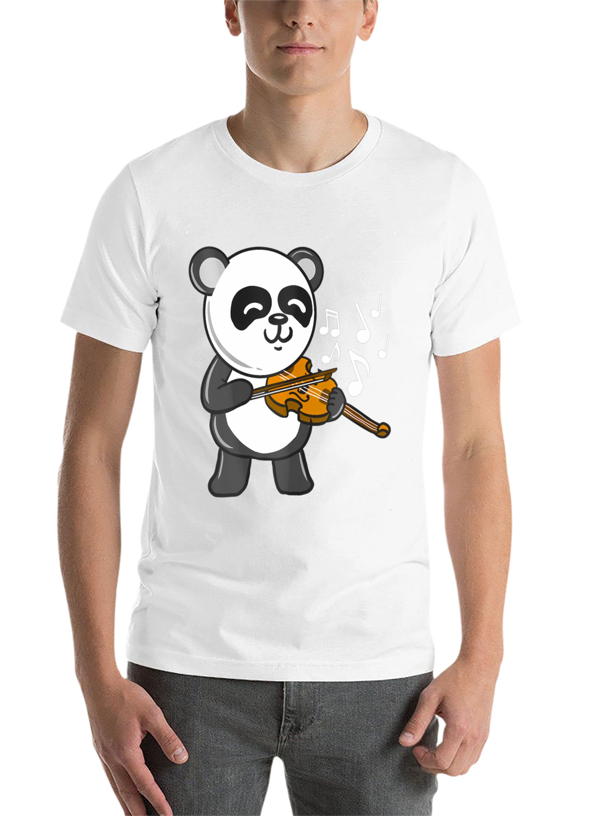Panda Violinist Black T-Shirt
