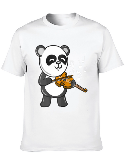 Panda Violinist Black T-Shirt