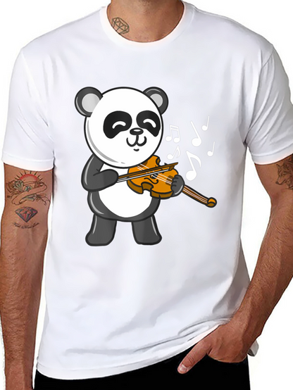 Panda Violinist Black T-Shirt