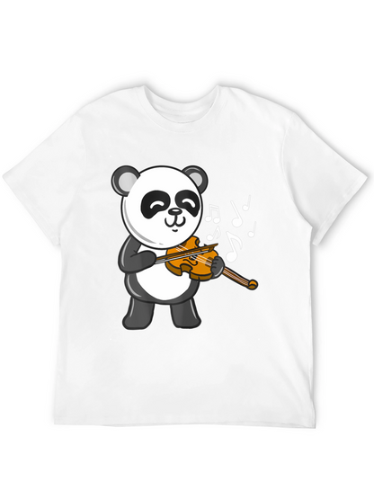 Panda Violinist Black T-Shirt