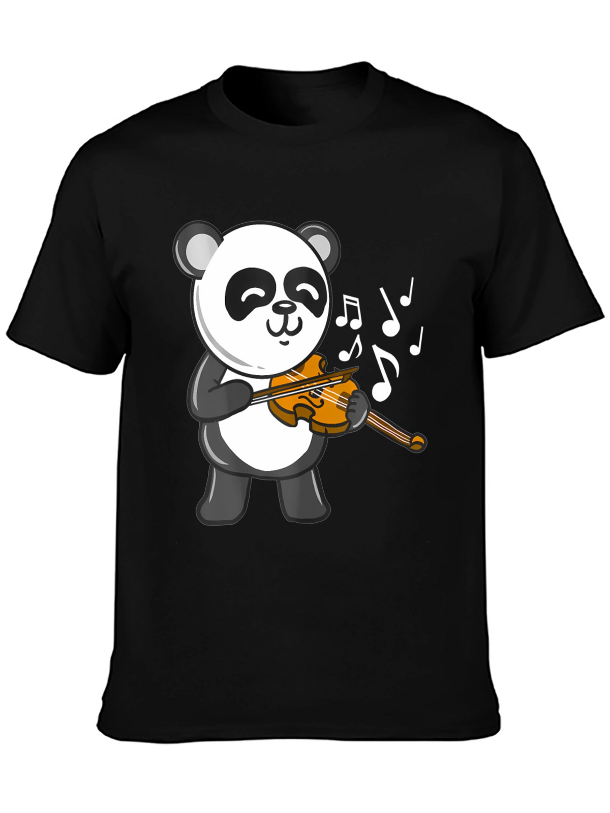 Panda Violinist Black T-Shirt