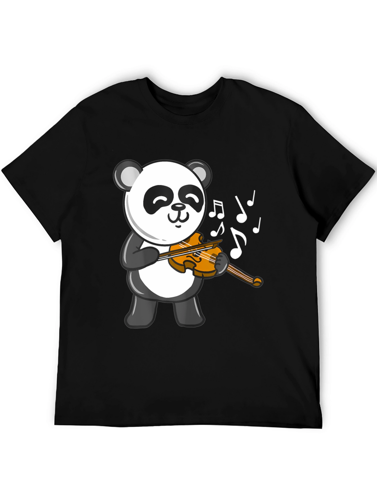 Panda Violinist Black T-Shirt