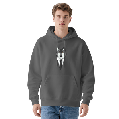 Sharp Suit Wolf Gentleman Graphic Grey Hoodie, Men Cool Soft Daily Hoodie
