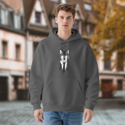 Sharp Suit Wolf Gentleman Graphic Grey Hoodie, Men Cool Soft Daily Hoodie