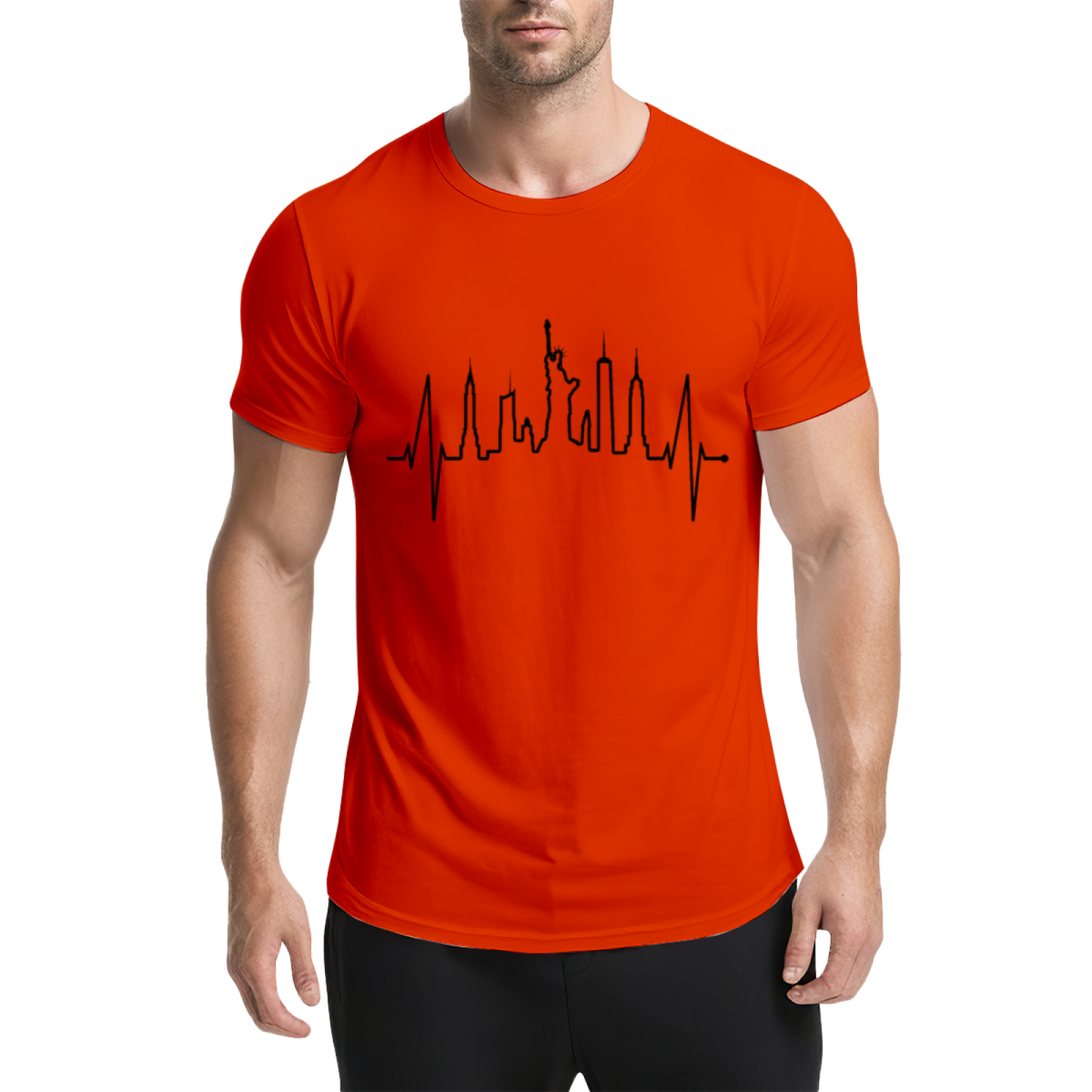 NYC Skyline EKG Heartbeat City Lover Graphic T-Shirt