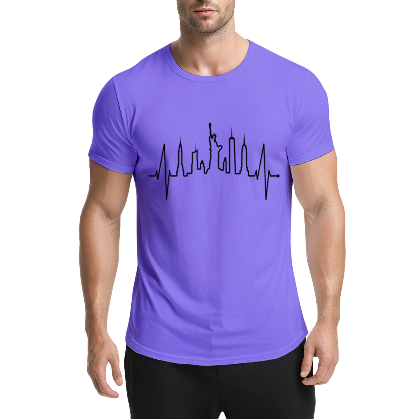 NYC Skyline EKG Heartbeat City Lover Graphic T-Shirt