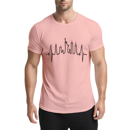 NYC Skyline EKG Heartbeat City Lover Graphic T-Shirt