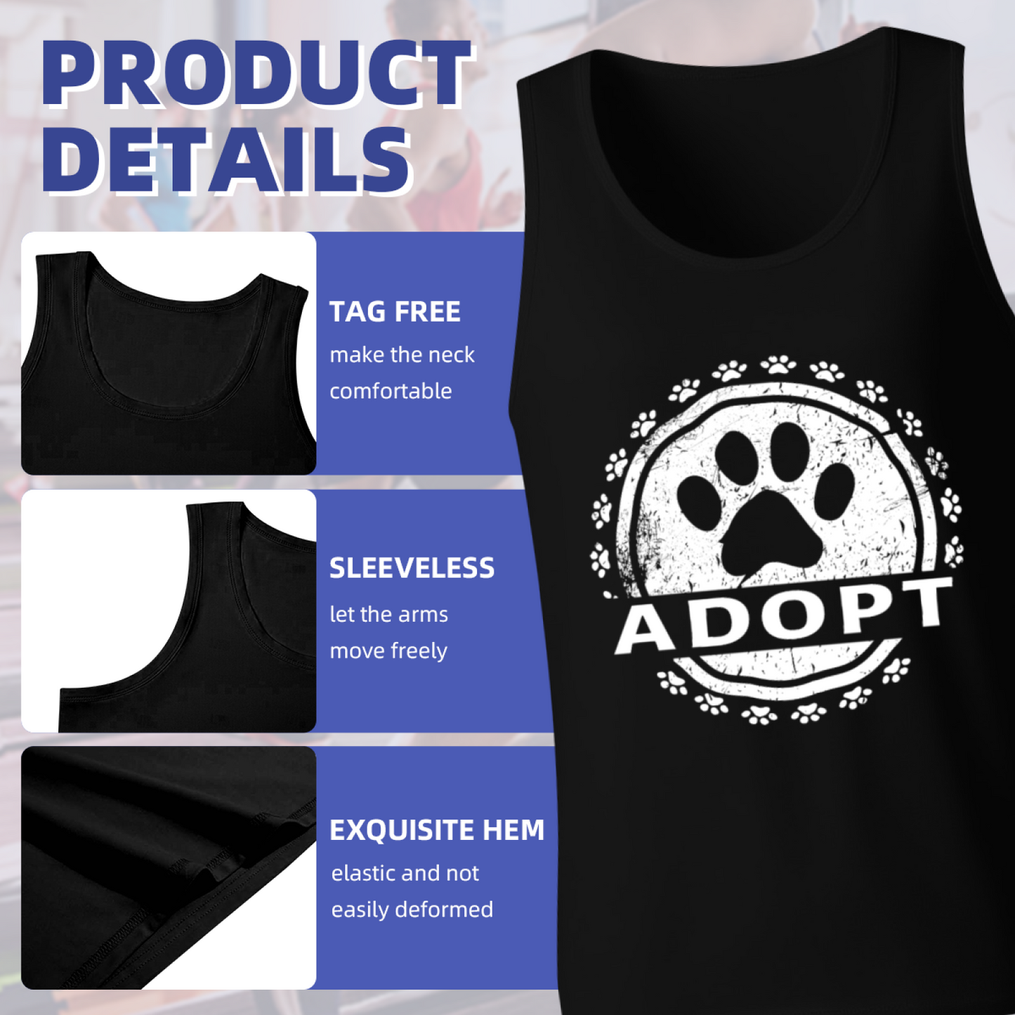 Vintage Adopt Dog Paw Rescue Animal Tank Top