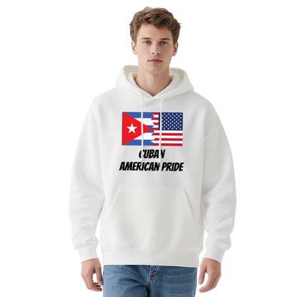 Cuban American Pride Dual Flag White Hoodie, Cultural Soft Comfort Unisex Top