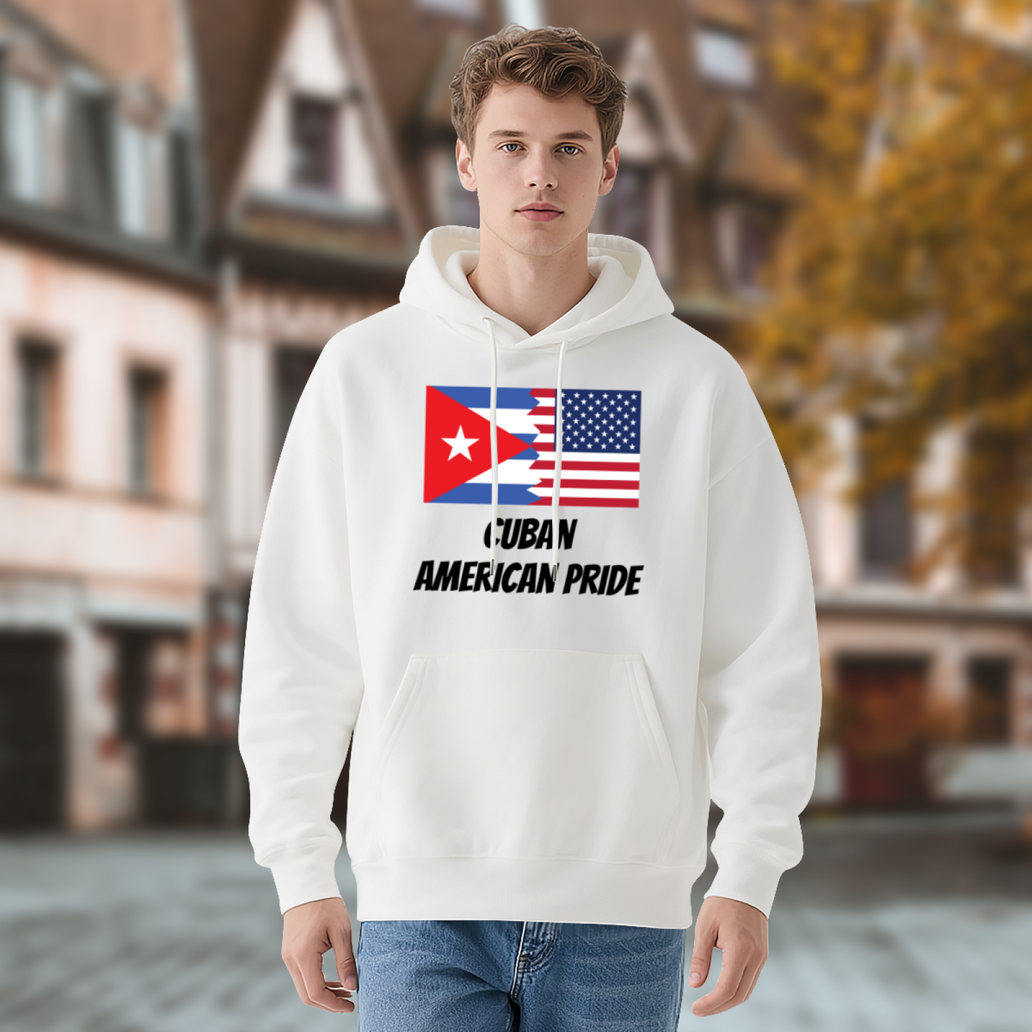 Cuban American Pride Dual Flag White Hoodie, Cultural Soft Comfort Unisex Top