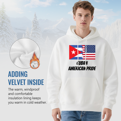 Cuban American Pride Dual Flag White Hoodie, Cultural Soft Comfort Unisex Top