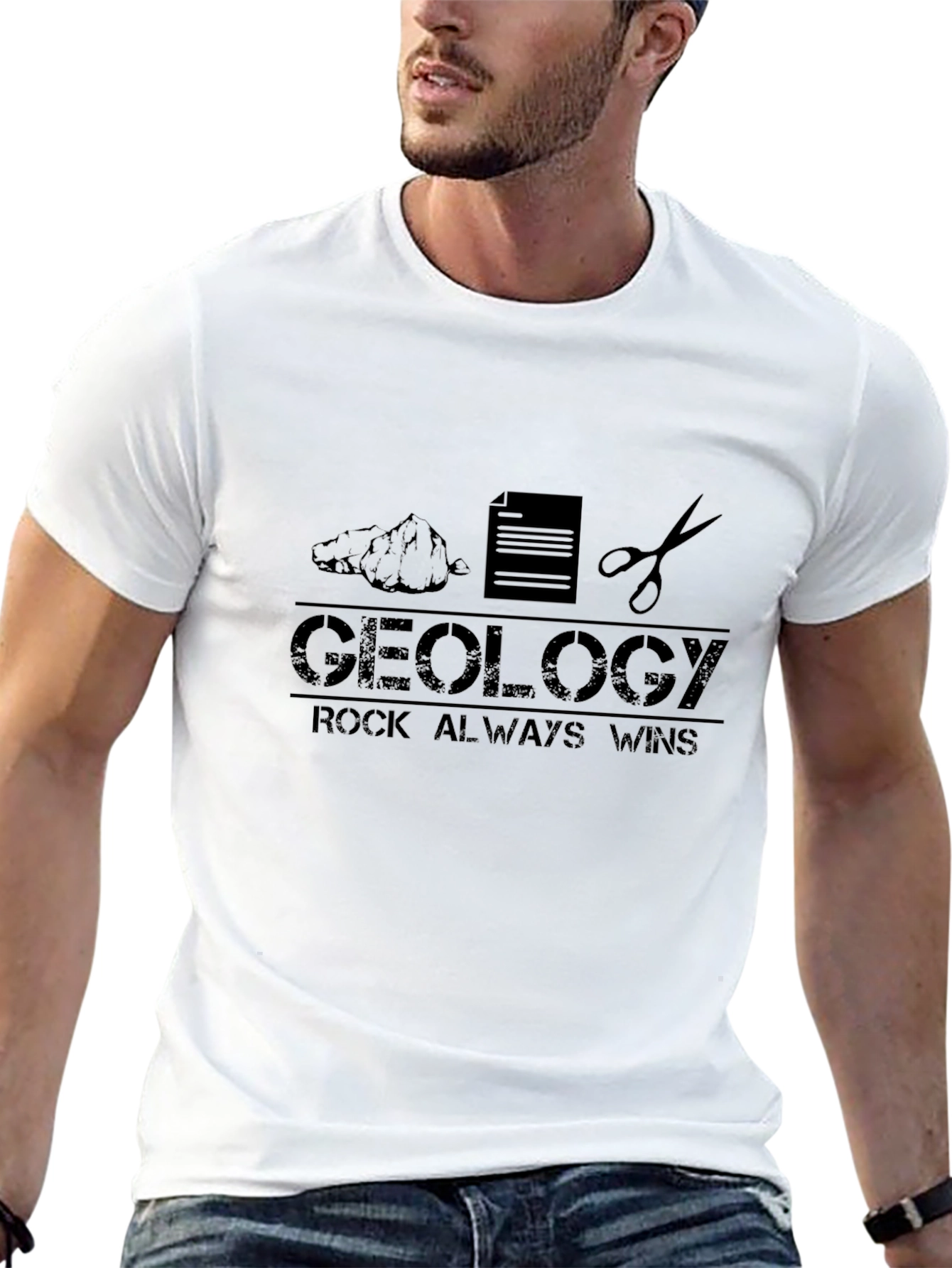 Geology Rock Always Wins Black T-Shirt