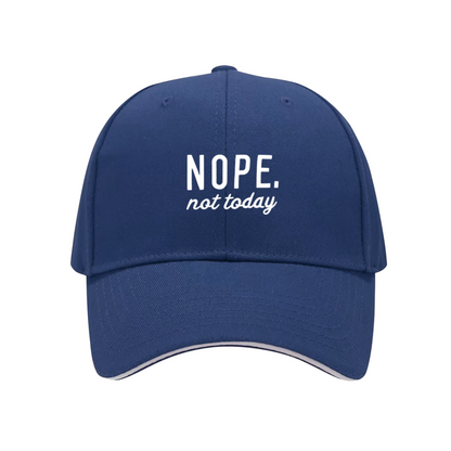 Nope Not Today Sarcastic Navy Sandwich Baseball Cap, Chill Lazy Vibe Casual Sun Hat
