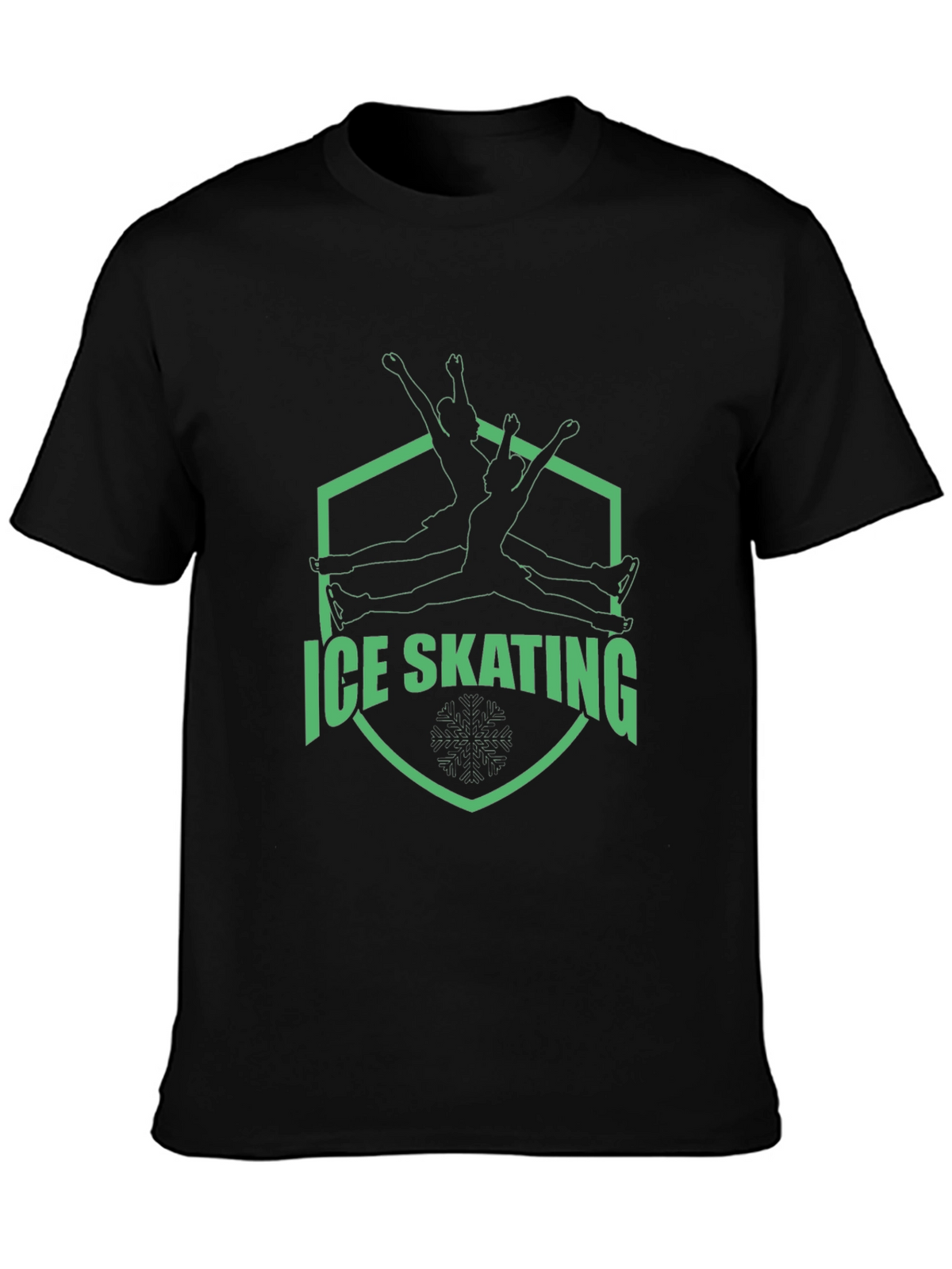 Ice Skating Graphic Tee - Black Cotton T-Shirt