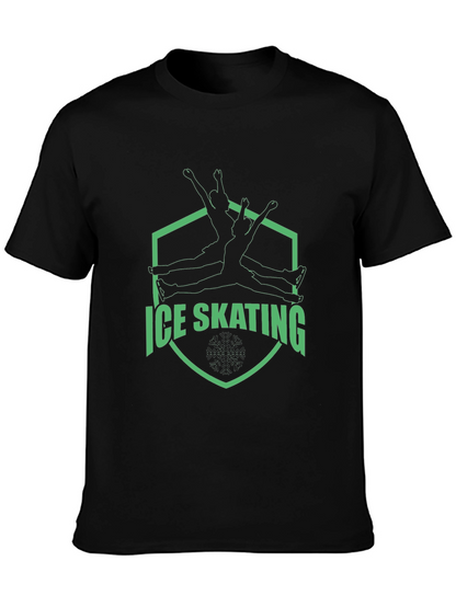 Ice Skating Graphic Tee - Black Cotton T-Shirt