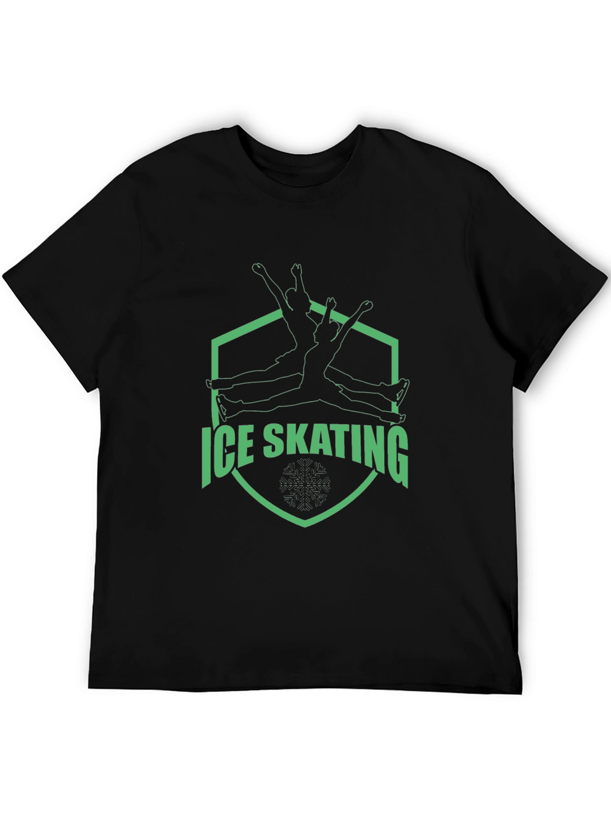 Ice Skating Graphic Tee - Black Cotton T-Shirt