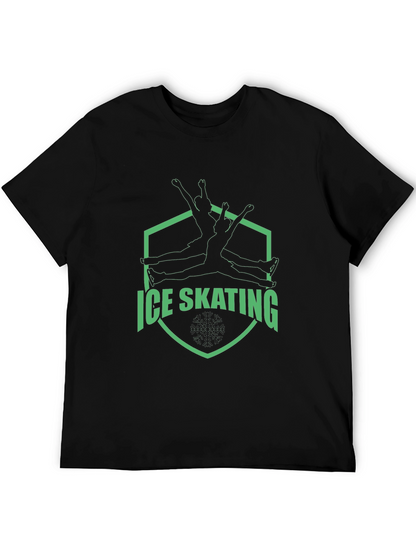 Ice Skating Graphic Tee - Black Cotton T-Shirt