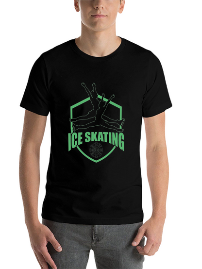 Ice Skating Graphic Tee - Black Cotton T-Shirt