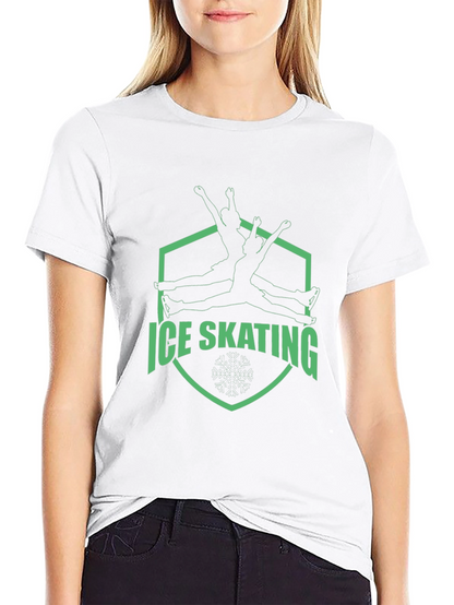 Ice Skating Graphic Tee - Black Cotton T-Shirt