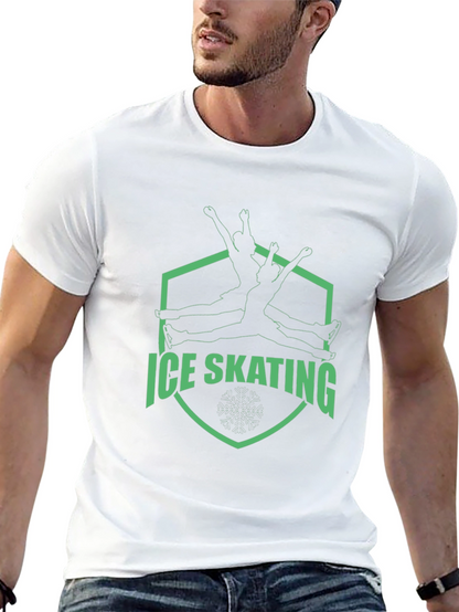 Ice Skating Graphic Tee - Black Cotton T-Shirt