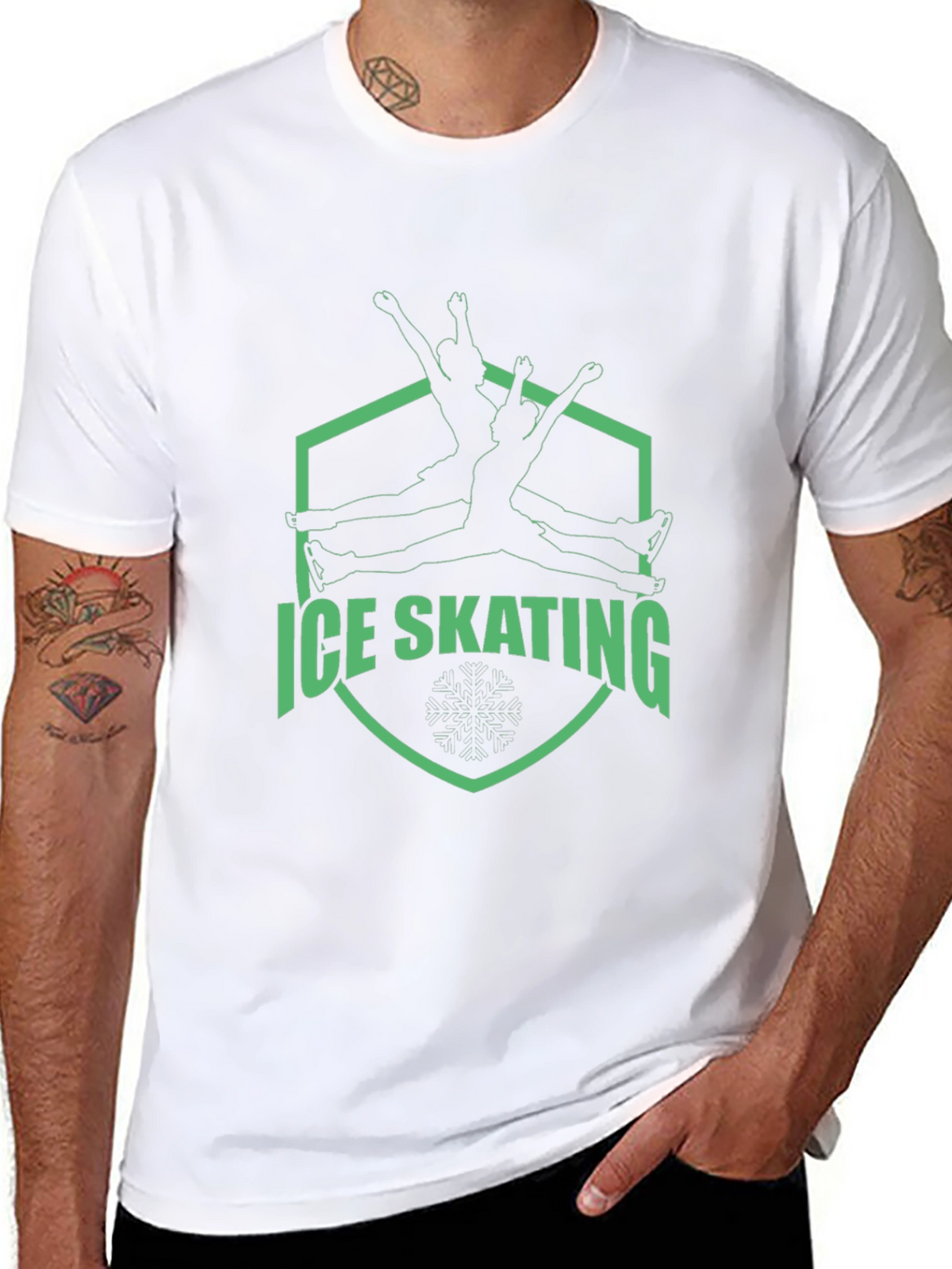 Ice Skating Graphic Tee - Black Cotton T-Shirt