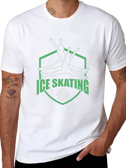 Ice Skating Graphic Tee - Black Cotton T-Shirt