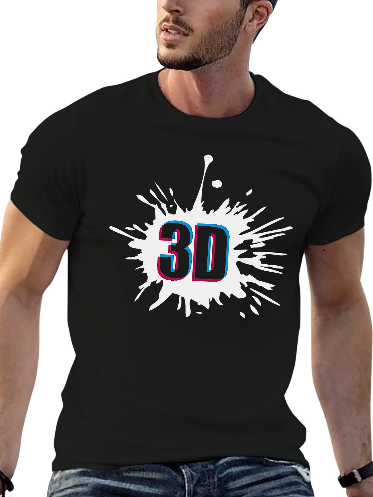 Modern 3D Graphic Black T-Shirt