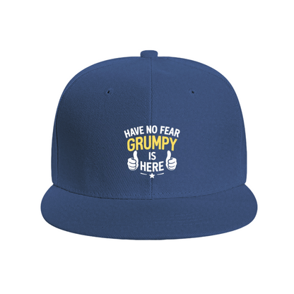 Funny Have No Fear Grumpy Is Here Black Flat Brim Cap