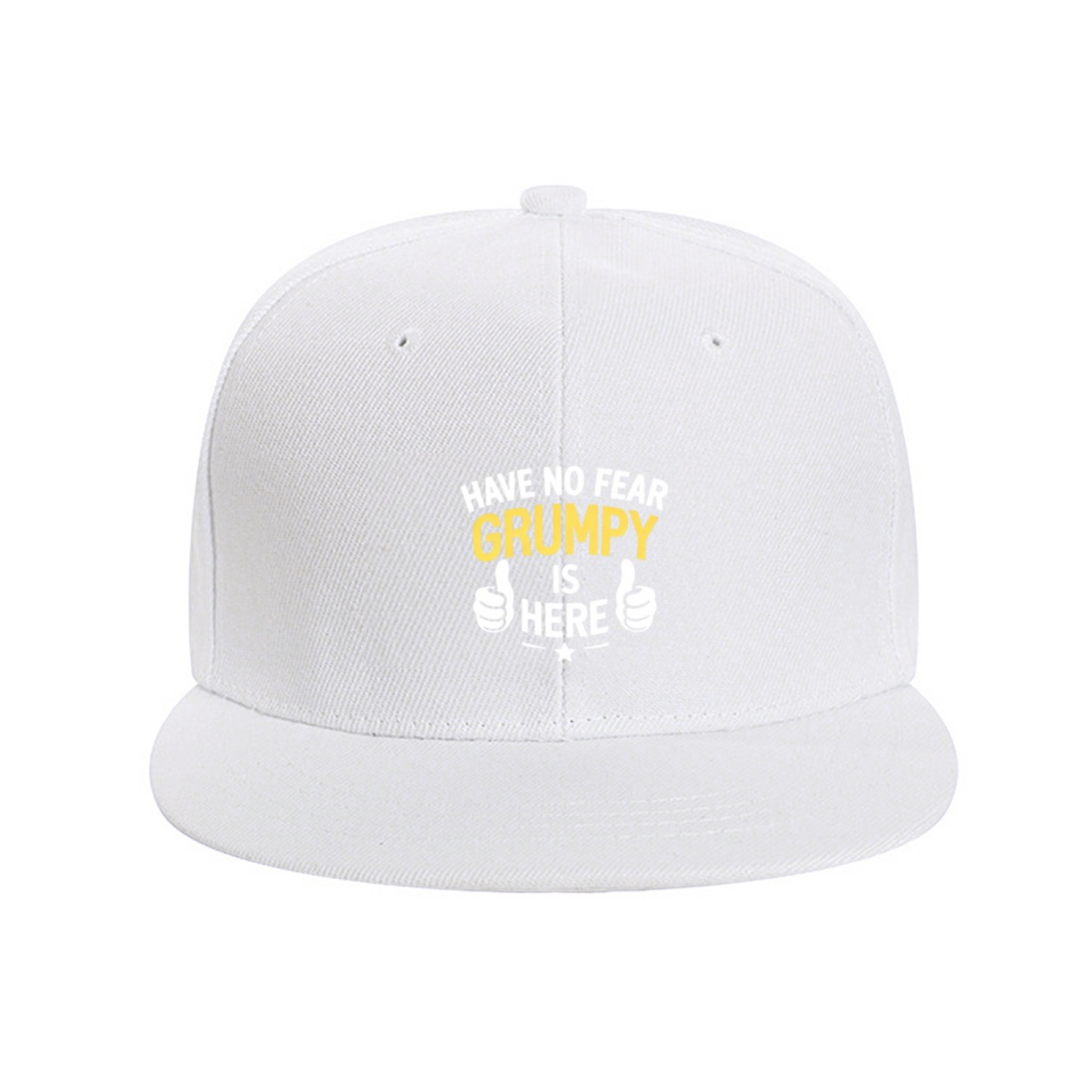 Funny Have No Fear Grumpy Is Here Black Flat Brim Cap