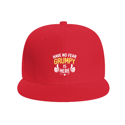 Funny Have No Fear Grumpy Is Here Black Flat Brim Cap