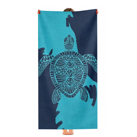 Boho Tribal Sea Turtle Print Beach Towel, Ultra Soft Skin?Friendly, Super Water Absorbent & Quick Dry, Multiple Sizes Available for Beach Pool Swimming Summer Vacation