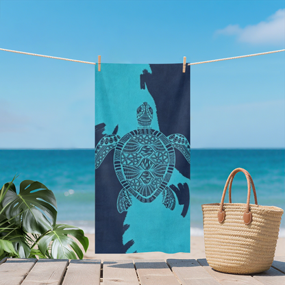 Boho Tribal Sea Turtle Print Beach Towel, Ultra Soft Skin?Friendly, Super Water Absorbent & Quick Dry, Multiple Sizes Available for Beach Pool Swimming Summer Vacation