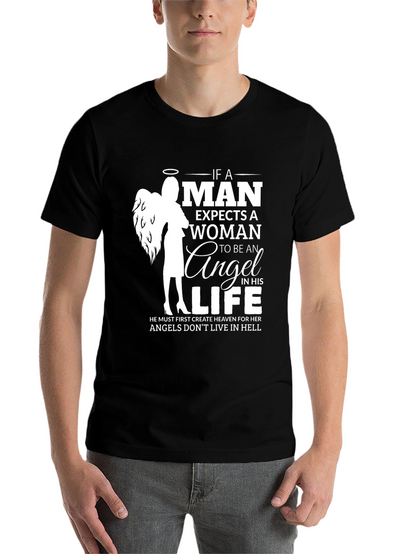 Angel Woman Graphic T-Shirt - Mens Black Tee
