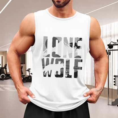 Lone Wolf Distressed Camo Mountain Wild Mens Muscle Tank
