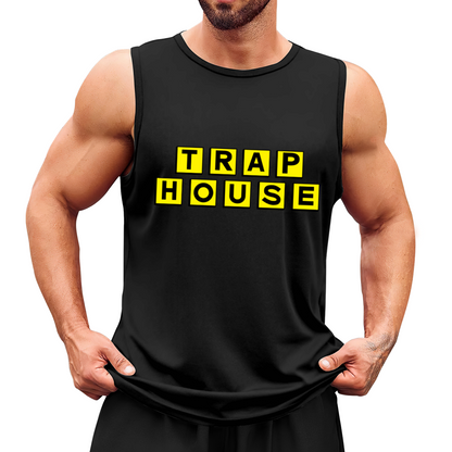 Trap House Yellow Block Letter Hip Hop Tank Shirt