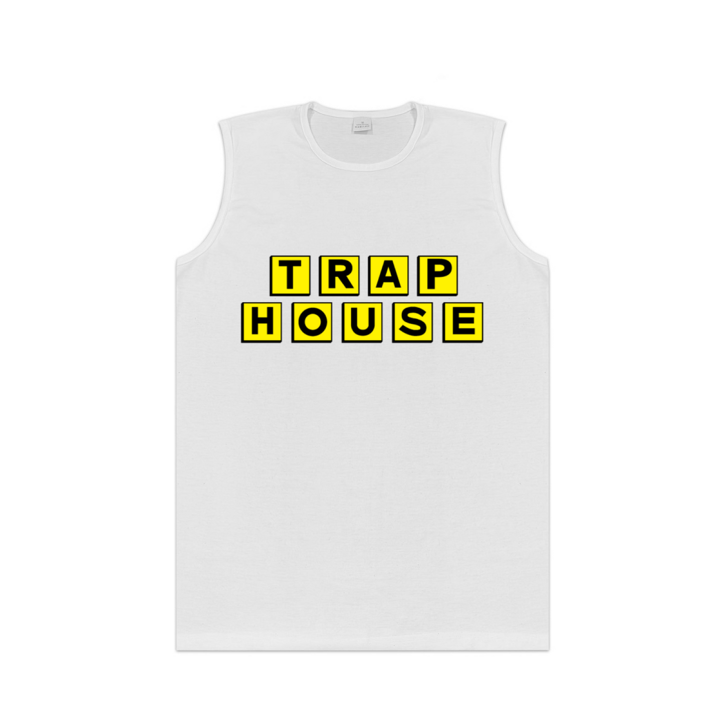 Trap House Yellow Block Letter Hip Hop Tank Shirt