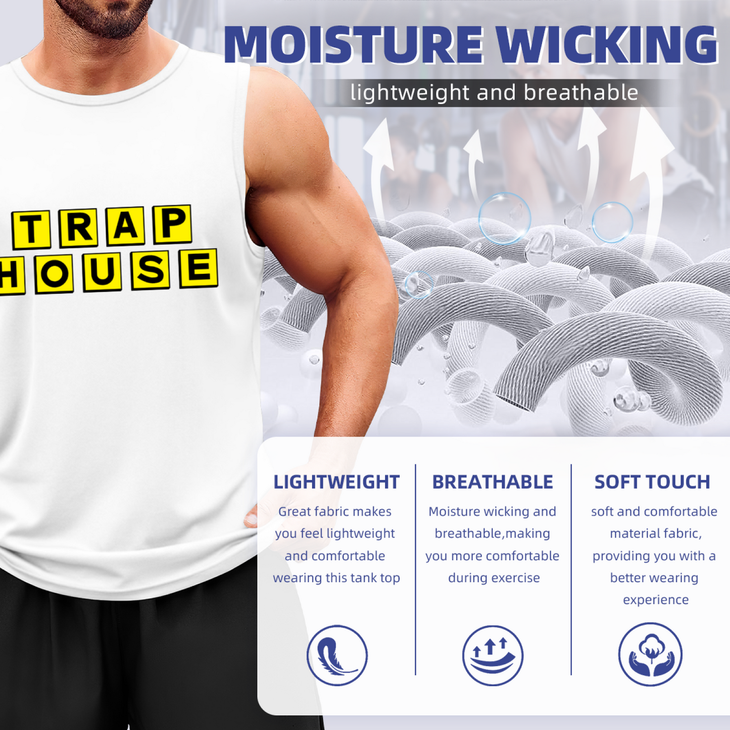 Trap House Yellow Block Letter Hip Hop Tank Shirt