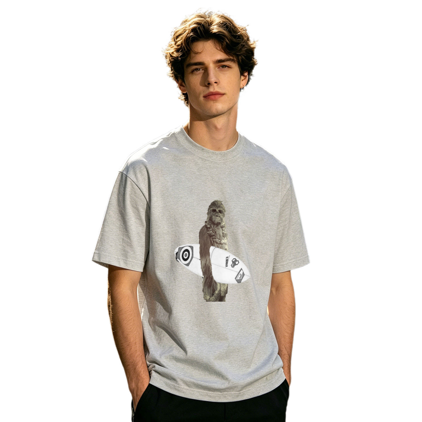 Men's Star Wars Chewbacca Surfboard Funny Surf Graphic Tee