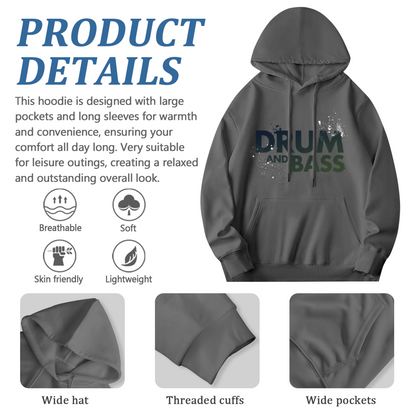 Drum And Bass Music Gray Hoodie, Soft Music Lover Wear