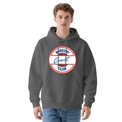 Mercury Comet Club Vintage Circle Logo White Hoodie, Comfort Unisex Retro Top