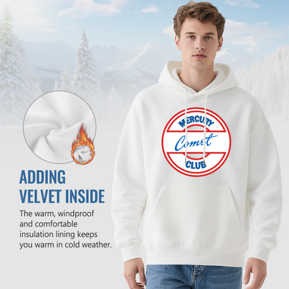 Mercury Comet Club Vintage Circle Logo White Hoodie, Comfort Unisex Retro Top